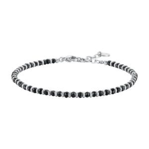 BRACCIALE UOMO IN ACCIAIO CON PIETRE AGATA NERA