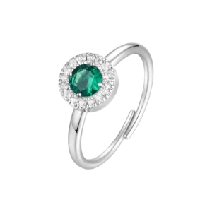 ANELLO DONNA IN ACCIAIO CON ELEMENTO CON ZIRCONI VERDI E BIANCHI