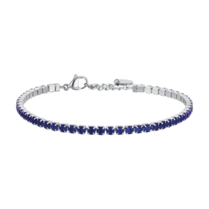 BRACCIALE TENNIS UOMO IN ACCIAIO CON CRISTALLI BLU