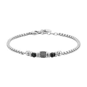 BRACCIALE UOMO IN ACCIAIO AGATA NERA ED ELEMENTI