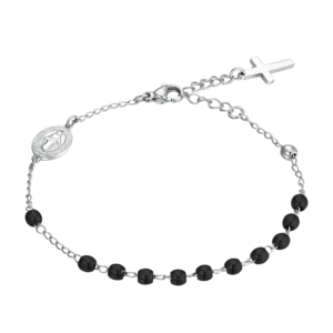 BRACCIALE UOMO ROSARIO IN ACCIAIO NERO