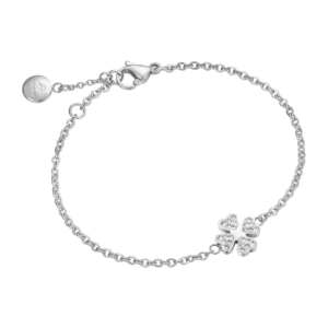 BRACCIALE DONNA IN ACCIAIO CON QUADRIFOGLIO E CRISTALLI