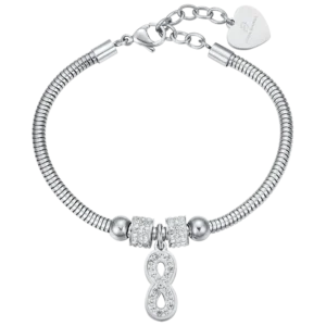 BRACCIALE DONNA IN ACCIAIO INFINITO CON CRISTALLI BIANCHI