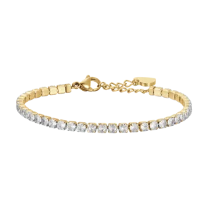 BRACCIALE TENNIS DONNA IN ACCIAIO IP GOLD CON CRISTALLI BIANCHI