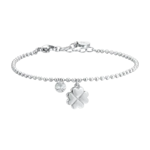 BRACCIALE DONNA IN ACCIAIO QUADRIFOGLIO E ZIRCONE