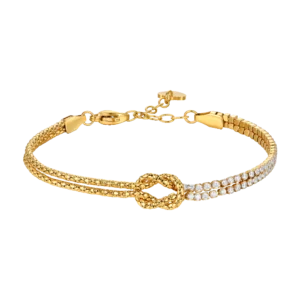 BRACCIALE DONNA IN ACCIAIO IP GOLD CON NODO E ZIRCONI BIANCHI
