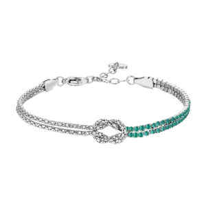 BRACCIALE DONNA IN ACCIAIO CON NODO E ZIRCONI VERDI