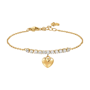 BRACCIALE DONNA IN ACCIAIO IP GOLD CON CUORE E ZIRCONI BIANCHI