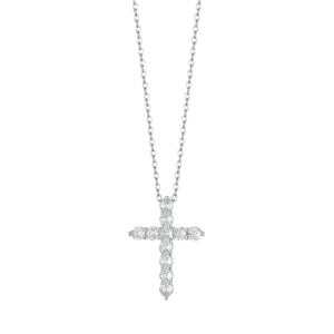 COLLANA DONNA IN ACCIAIO CON CROCE CON CRISTALLI BIANCHI