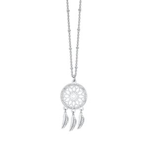 COLLANA DONNA IN ACCIAIO CON ACCHIAPPASOGNI CON CRISTALLI BIANCHI