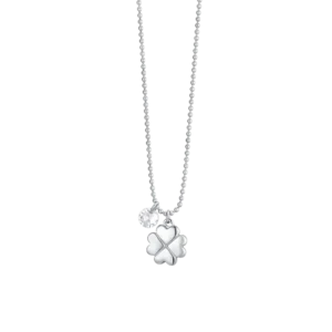 COLLANA DONNA IN ACCIAIO QUADRIFOGLIO E ZIRCONE