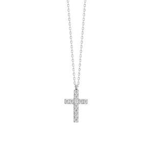 COLLANA DONNA IN ACCIAIO CON CROCE E ZIRCONI BIANCHI