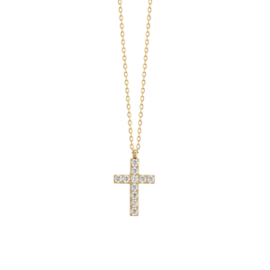 COLLANA DONNA IN ACCIAIO E IP GOLD CON CROCE E ZIRCONI BIANCHI