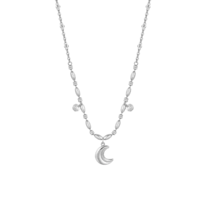 COLLANA DONNA IN ACCIAIO CON LUNA E ZIRCONI BIANCHI