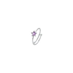 ANELLO BAMBINA IN ACCIAIO CON STELLA ZIRCONE VIOLA