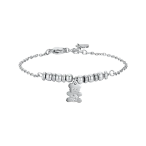 BRACCIALE BAMBINA IN ACCIAIO CON ORSETTO CON CRISTALLI BIANCHI