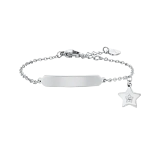 BRACCIALE BAMBINA IN ACCIAIO CON STELLA E PIASTRA