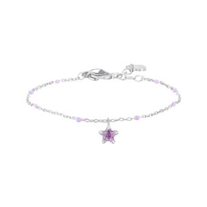 BRACCIALE BAMBINA IN ACCIAIO CON STELLA ZIRCONE VIOLA E PIETRE VIOLA