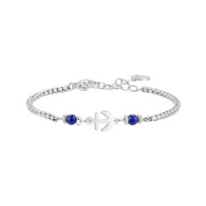 BRACCIALE BAMBINO IN ACCIAO CON ANCORA E PIETRE BLU LAPIS