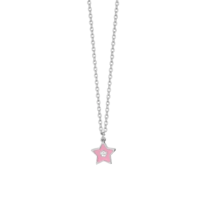 COLLANA BAMBINA IN ACCIAIO SMALTO ROSA