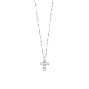 COLLANA BAMBINA IN ACCIAIO CON CROCE CON ZIRCONI BIANCHI