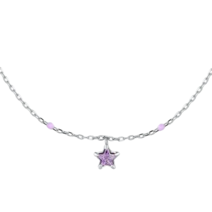 COLLANA BAMBINA IN ACCIAIO CON STELLA ZIRCONE VIOLA E PIETRE VIOLA