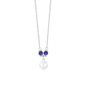 COLLANA BAMBINO IN ACCIAIO CON ANCORA E PIETRE BLU LAPIS