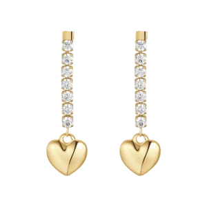 ORECCHINI DONNA IN ACCIAIO IP GOLD CON CUORE E ZIRCONI BIANCHI