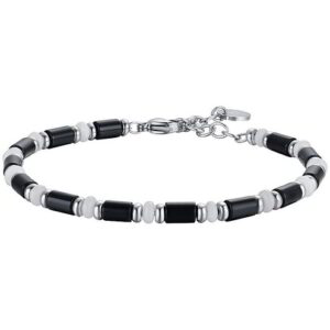 BRACCIALE UOMO PIETRE BIANCHE E NERE