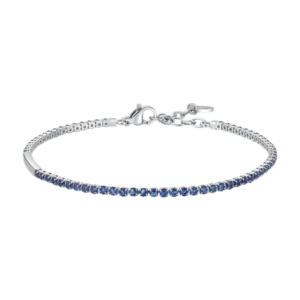 Bracciale Tennis Uomo In Acciaio Con Zirconi Blu