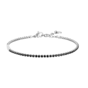 Bracciale Tennis Uomo In Acciaio Con Zirconi Neri