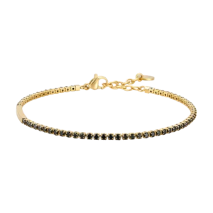 Bracciale Tennis Uomo In Acciaio Colore Oro E Zirconi Neri