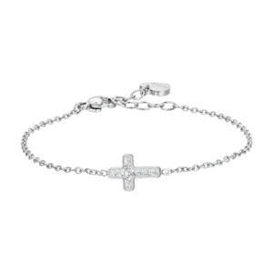 BRACCIALE DONNA CON CROCE E CRISTALLI BIANCHI