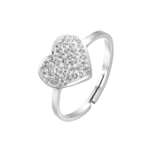 ANELLO DONNA IN ACCIAIO CON CUORE E CRISTALLI BIANCHI MISURA: S