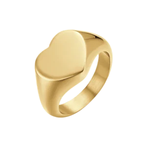 ANELLO DONNA SIGILLO IN ACCIAIO IP GOLD CON CUORE