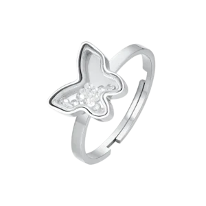 ANELLO DONNA IN ACCIAIO CON FARFALLA E ZIRCONI