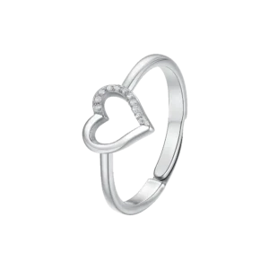 ANELLO DONNA IN ACCIAIO CON CUORE E ZIRCONI BIANCHI
