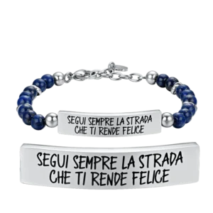 BRACCIALE UOMO IN ACCIAIO SEGUI SEMPRE LA STRADA CHE TI RENDE FELICE