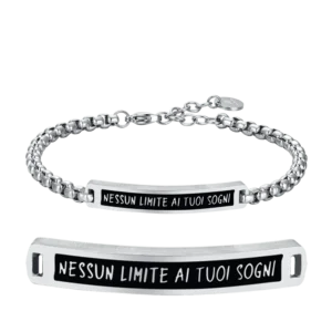 BRACCIALE UOMO IN ACCIAIO PIASTRA IP NERO NESSUN LIMITE AI TUOI SOGNI
