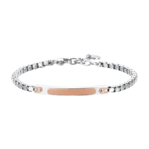 BRACCIALE UOMO IN ACCIAIO CON PIASTRA IP ROSE