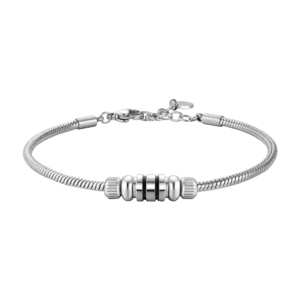 BRACCIALE UOMO IN ACCIAIO CON ELEMENTO CON SMALTO NERO