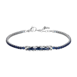 BRACCIALE TENNIS UOMO IN ACCIAIO CON CERAMICA BLU E ZIRCONI BLU