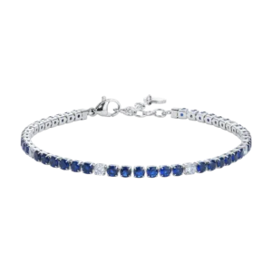BRACCIALE UOMO IN ACCIAIO CON ZIRCONI BLU E BIANCHI