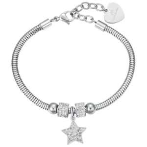 BRACCIALE DONNA IN ACCIAIO STELLA CON CRISTALLI BIANCHI