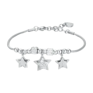 BRACCIALE DONNA IN ACCIAIO STELLE CON CRISTALLI BIANCHI