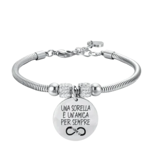 BRACCIALE DONNA IN ACCIAIO UNA SORELLA E' UN'AMICA PER SEMPRE