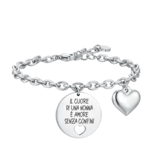 BRACCIALE DONNA IN ACCIAIO IL CUORE DI UNA NONNA