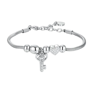 BRACCIALE DONNA IN ACCIAIO CHIAVE E CRISTALLI