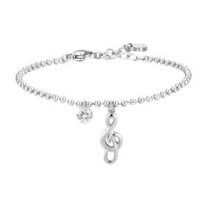 BRACCIALE DONNA IN ACCIAIO CON NOTA MUSICALE E ZIRCONE BIANCO