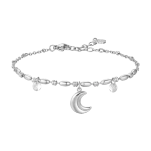 BRACCIALE DONNA IN ACCIAIO CON LUNA E ZIRCONI BIANCHI